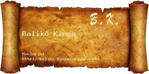 Balikó Kinga névjegykártya