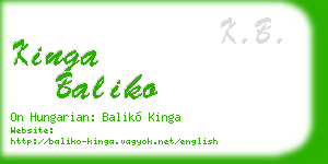 kinga baliko business card